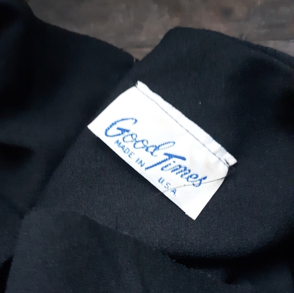 Vintage 80's Good Times Black Sparkle Blouse L/XL - Picture 6 of 6